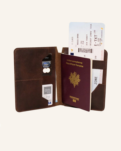 Leder Reisepassetui Concorde Braun