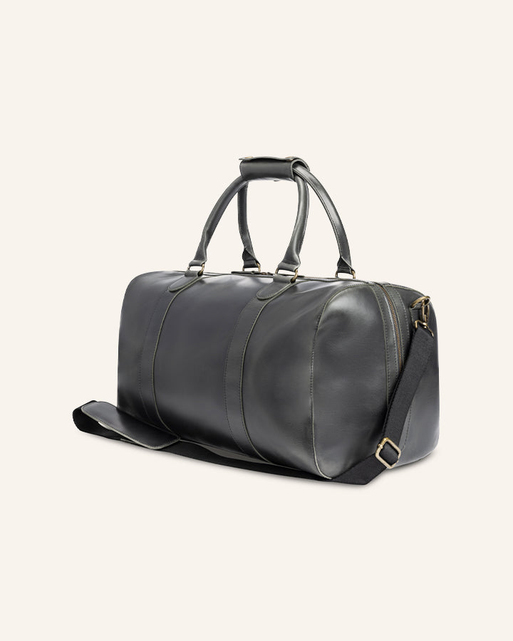 Leder Weekender Willow Anthracite | Gelb