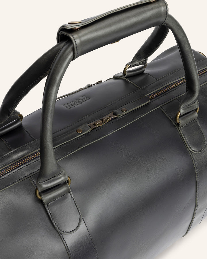 Leder Weekender Willow Anthracite | Gelb