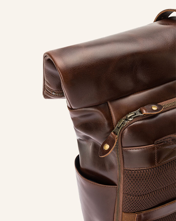 Leder Rolltop Rucksack Norman