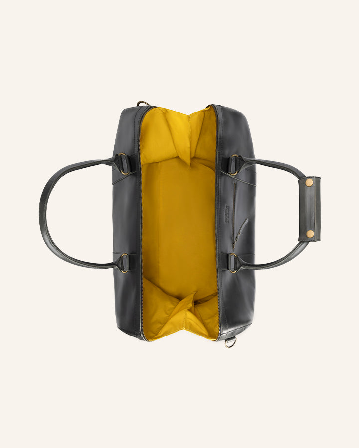 Leder Weekender Willow Anthracite | Gelb