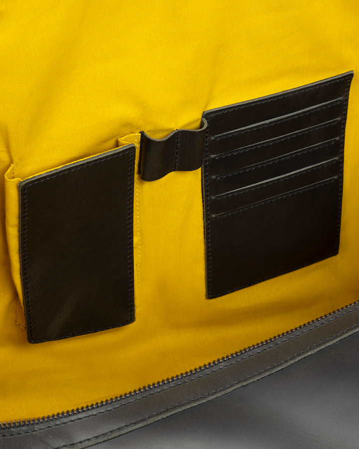 Leder Weekender Willow Anthracite | Gelb