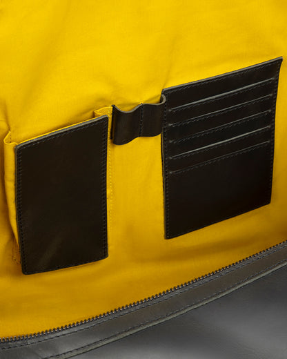 Leder Weekender Willow Anthracite | Gelb